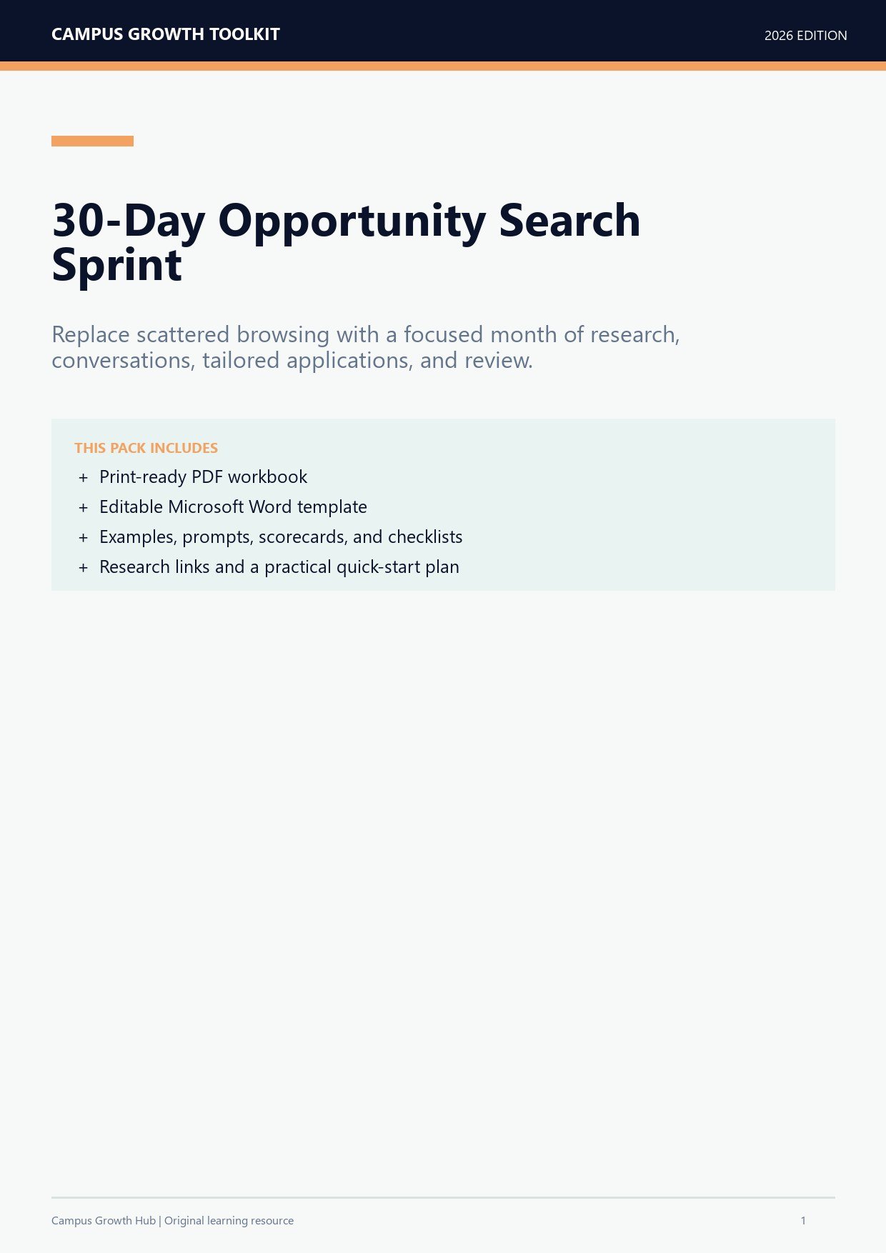 30-Day Opportunity Search Sprint