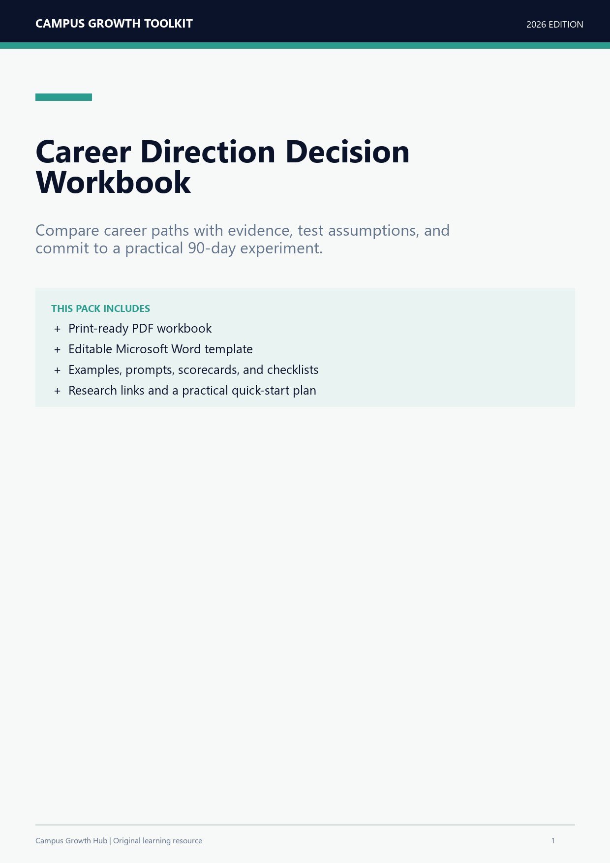 Career Direction Decision Workbook