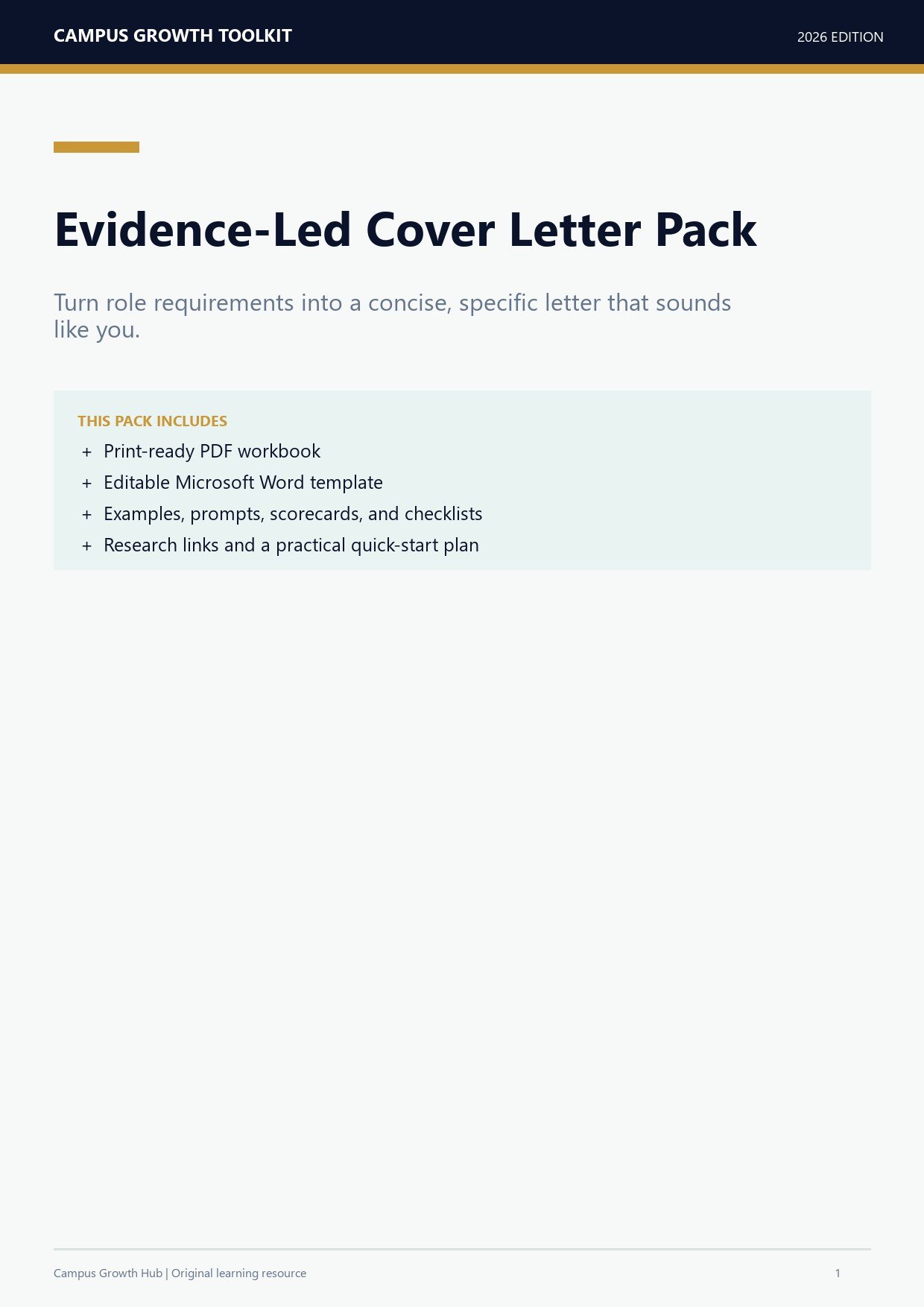 Evidence-Led Cover Letter Pack