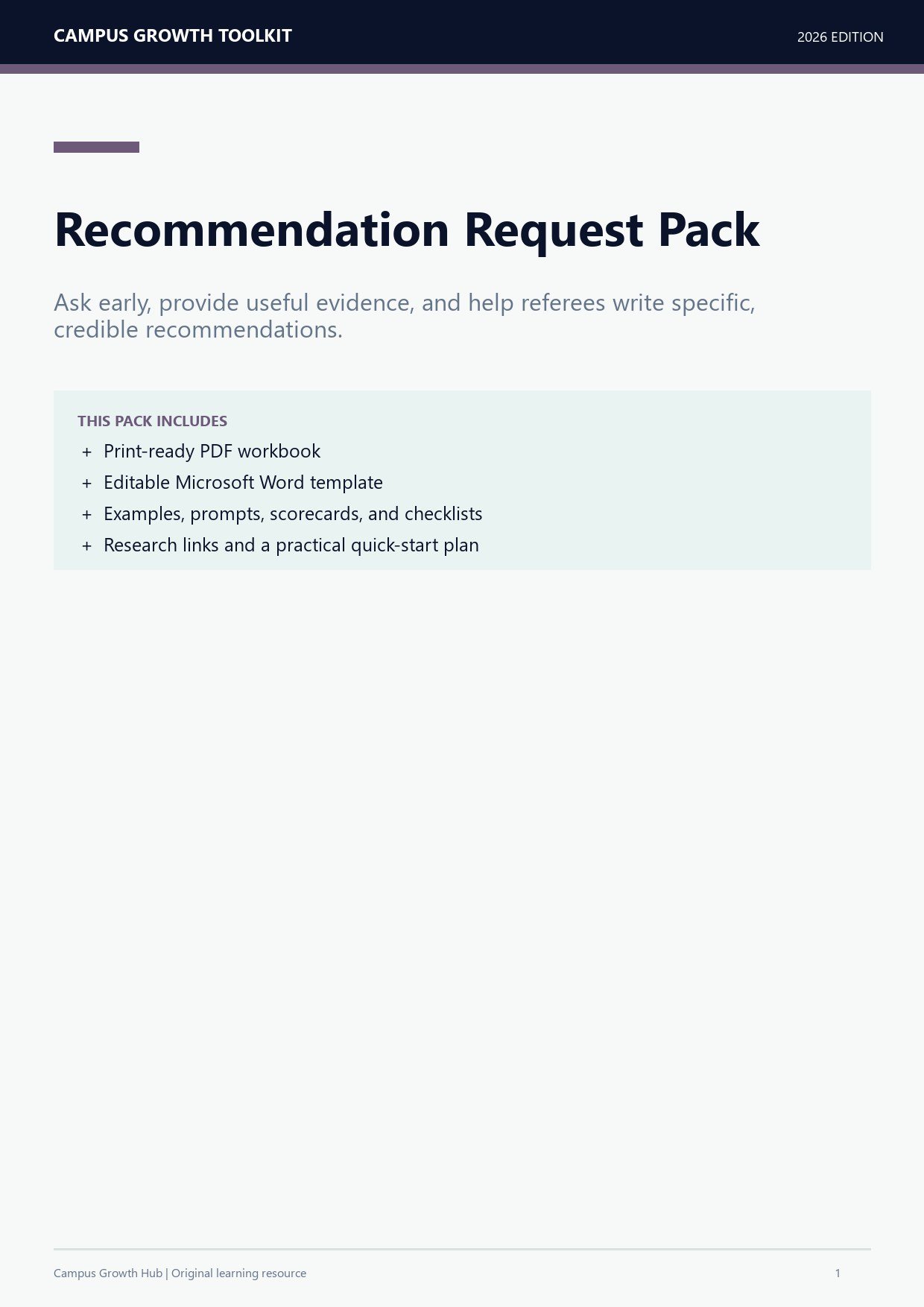 Recommendation Request Pack