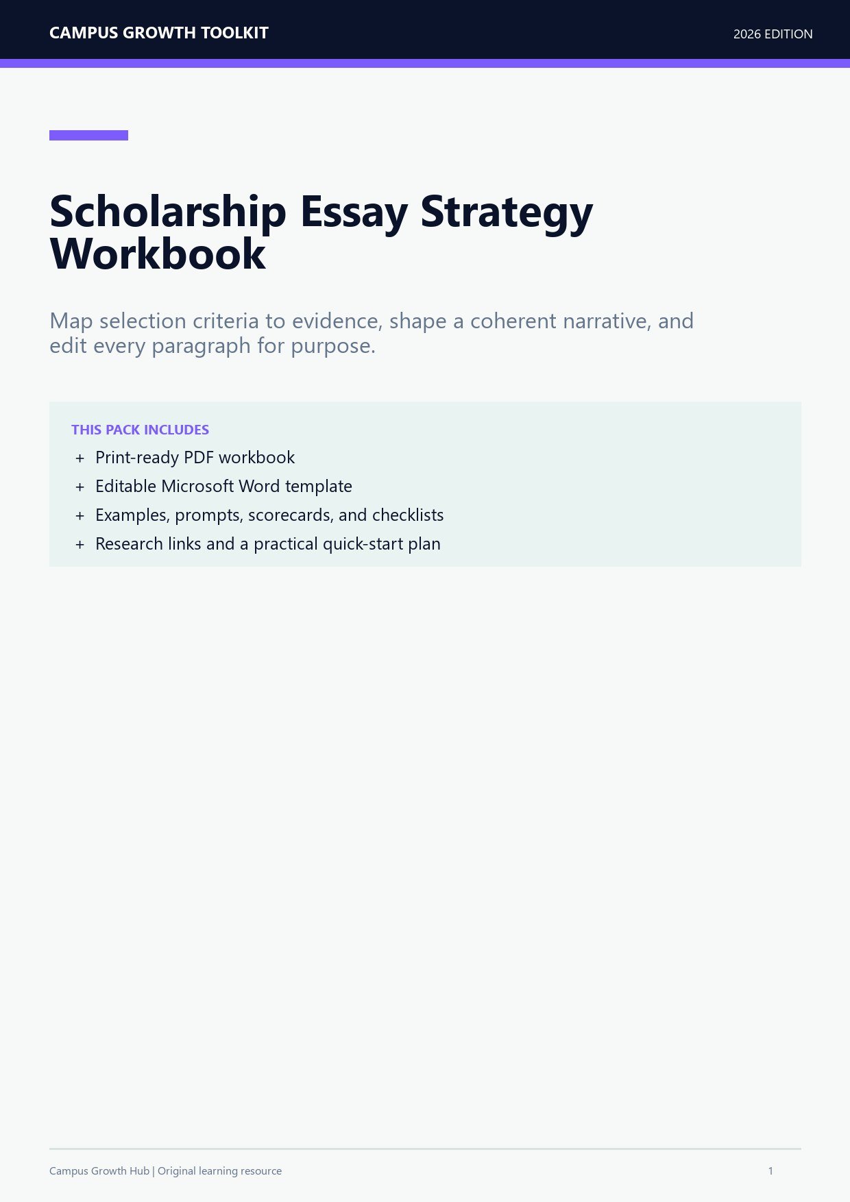 Scholarship Essay Strategy Workbook